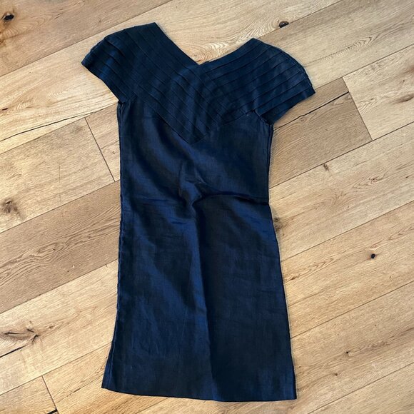Saks Fifth Avenue Linen Black Dress - Picture 1 of 7